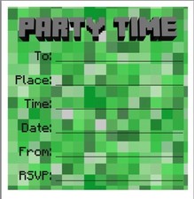 Invitaciones de fiesta/cumpleaños. Pack de 5. ¡Ideal para los fans de Minecraft!
