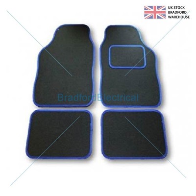 UNIVERSAL CAR FLOOR MATS BLACK WITH WHITE TRIM FORD FIESTA MK4 MK5 MK6 MK7 MK8