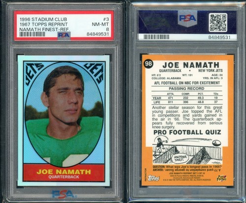 1996 Joe Namath Topps Reprint Refractor Graded Lot Set of 10 Matching PSA Slabs - Picture 4 of 11