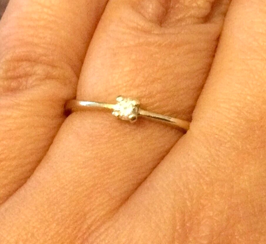 Or Massif-Diamant Solitaire 3 mm Bague de Fiançailles Or Jaune 14K-Pas 18 Carats - Photo 3/4