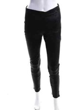 J Brand Softest French Lamb Leather High Rise Pull On Skinny Leg Pants Black M