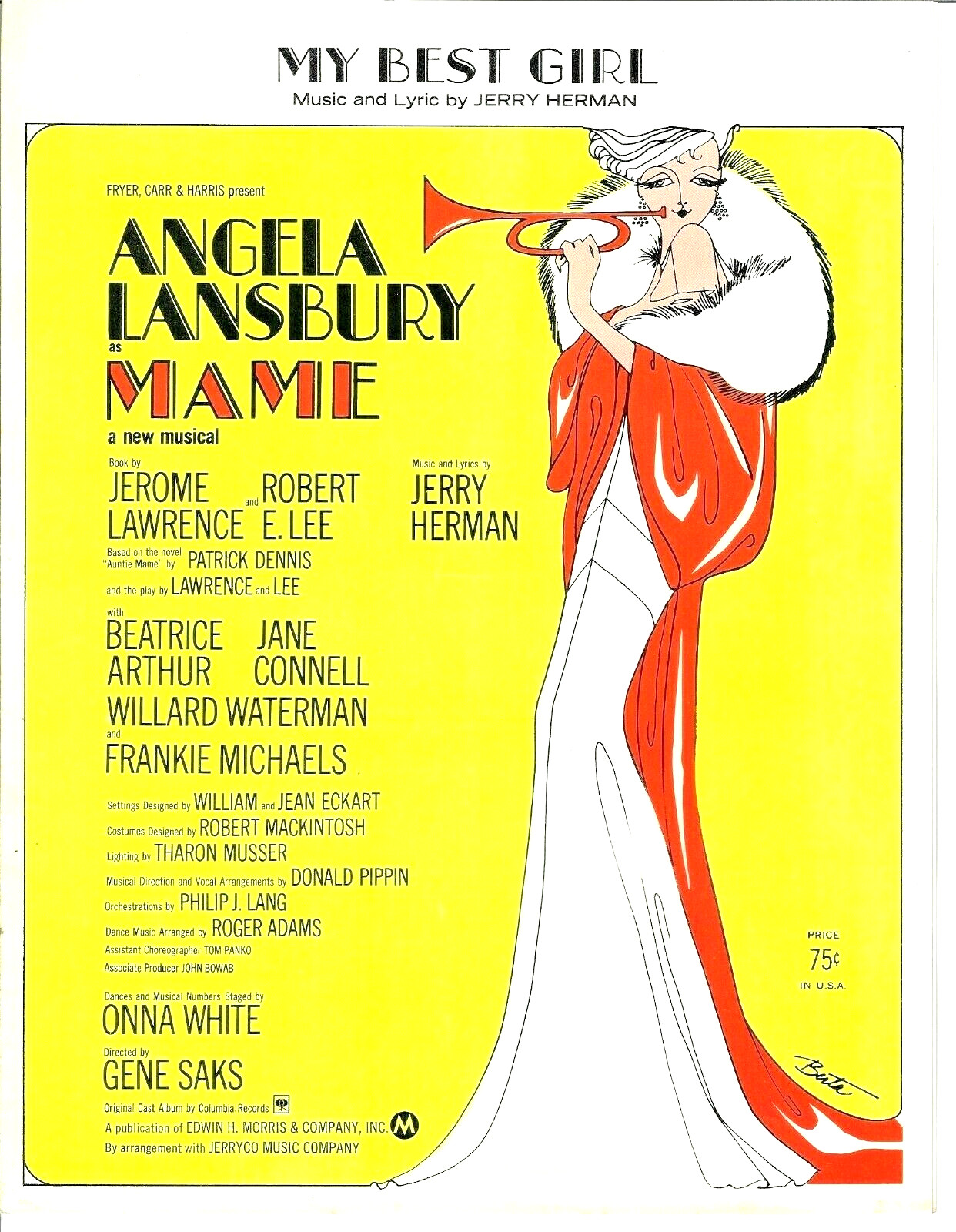 Angela Lansbury MY BEST GIRL from MAME Broadway Sheet Music 1966 JERRY
