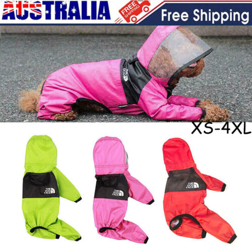 Pet Dog Raincoat Face Waterproof Clothes Jumpsuit Puppy Jacket Dogs Rain Coat - Picture 1 of 14