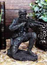 5.5" Height Military American Soldier Aiming Rifle Figurine Patriot War Hero
