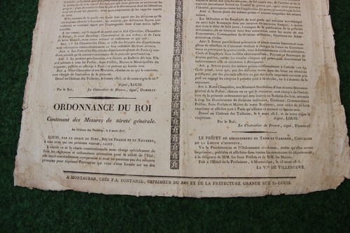 rare affiche arrestation de napoléon proclamation du 6 mars 1815 louis XVIII - Picture 4 of 9