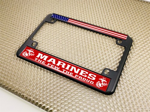 Officially Licensed USMC - Marines - Motorcycle 4-hole Metal License Plate Frame - Picture 10 of 30
