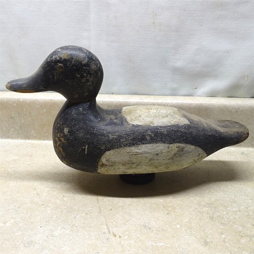 Vintage Bluebill Working Duck Decoy Solid Wood, Tack Eyes, 14.5"