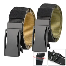 Men's Ratchet Belt Reversible Nylon Belt for Men Automatic Buckle No Holes Belt