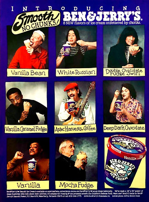 BEN & JERRY'S SMOOTH ICE CREAM FLAVORS NO CHUNKS VINTAGE 1994 MAGAZINE PRINT AD