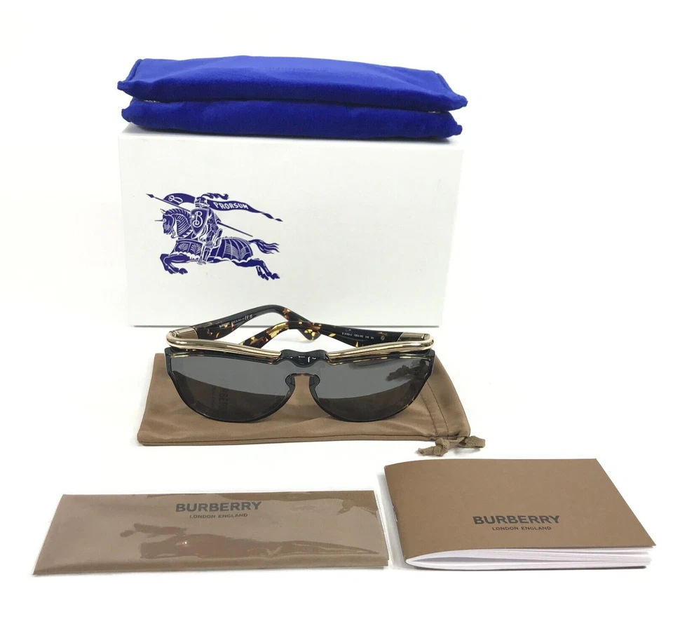 Óculos de sol Burberry Brow B3162-U 1354/6G amarelo Havana com lente espelhada cinza prata - Imagem 2 de 4