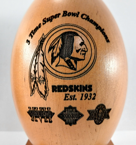 Fútbol americano de madera maciza grabado Washington Redskins 3 veces Super Bowl Champions - Imagen 5 de 17
