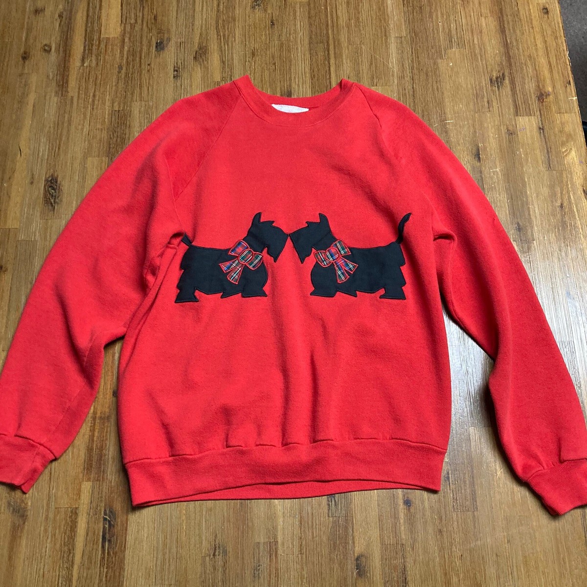 Vintage Jerzees Scottie Terrier Dog Red Sweater, 90s, USA, Womens