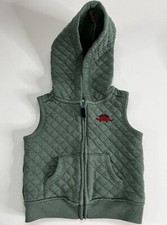 Carter's Baby Vest Hoodie Size 9m Kids Dinosaur Quilted Green Zip Up Pockets