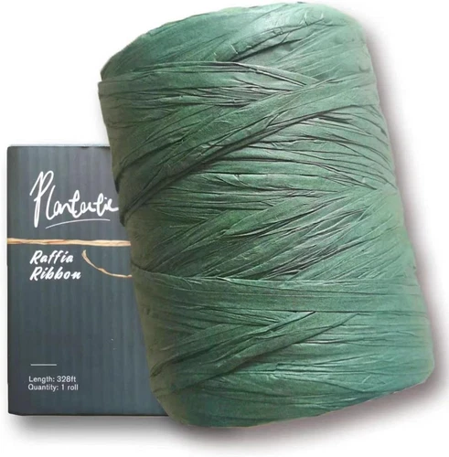Raffia Paper Ribbon for Gift Wrapping/Diy Decoration, 328 Feet 1 Roll (Dark Gree