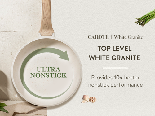 8" Non Stick Granite Fry Pan with Glass Lid - Stone Cookware Chef's Pan (CREAM) - Bild 8 von 12