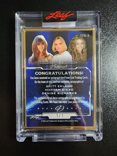 Ekland/D'Abo/Denise Richards #1/1 Auto Oro 2023 Hoja Decadencia “Bond Girls” - Imagen 2 de 2