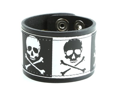 Skull Crossbone Punk goth Shiny Wristband Zombie Metal Rock | eBay