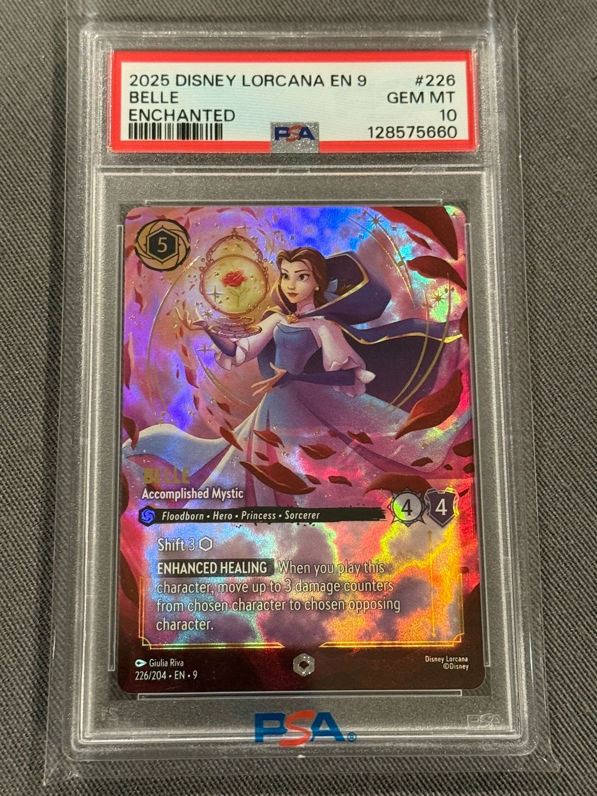 Lorcana Belle - Accomplished Mystic (Enchanted) 226/204 Fabled Holo PSA 10