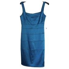 JAX Womens Dress Size 10 Blue Sleeveless Pencil Sheath Ruched Lined Fancy  NWT