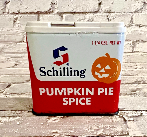 Lata de especias vintage Schilling Pumpkin Pie 1,25 oz Jack-O-Lantern Halloween - Imagen 2 de 10