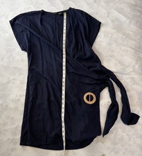 #26) Tahari  navy blue wrap around dress women’s size Large.   