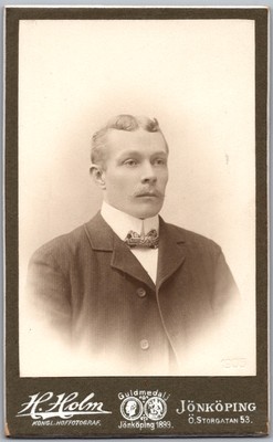 CDV Circa 1890s H. Holm Handsome Man with Mustache Jönköping Sweden