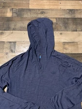 Icebreaker Hoodie Mens Medium Blue Cool-Lite Merino Wool Long Sleeve Shirt Top