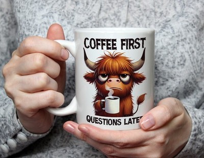 Kaffee Erste Fragen Später Tasse Lustig Kaffeetasse Arbeitstasse Koffeinliebhaber Geschenk