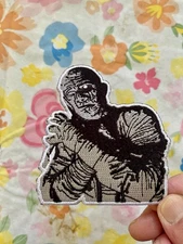 The Mummy Iron On Patch Black Silver White Embroidered Horror Movie