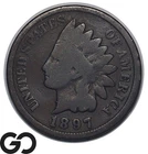1897 Indian Head Cent Penny, 1 in Neck, Mint Error Variety