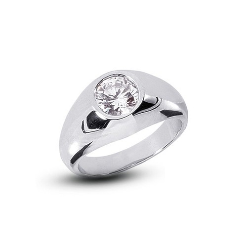 Anillo clásico para hombre de oro de 18k con diamantes certificados naturales corte redondo G SI1 de 1 quilate - Imagen 3 de 3