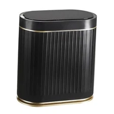  Motion Sensor Trash Can 2 Gallon Plastic Smart Garbage Can Black Gold