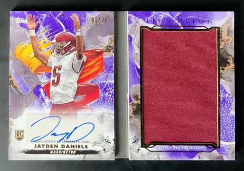 Jayden Daniels, Rookie Card Patch Auto #/35, Genesis Book, 2024 Topps Inception