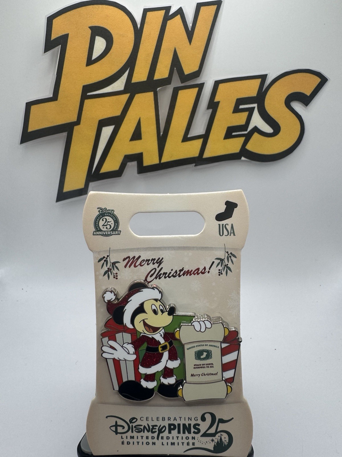 2025 DISNEY MERRY CHRISTMAS PIN MICKEY UNITED STATES OF AMERICA USA LE
