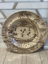 Antique Aesthetic Movement Brown Transferware Melbourne Plate