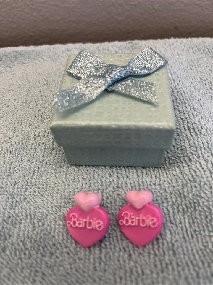 Pendientes Barbie Corazón Vintage 1989 Plástico Foto 2 de 4