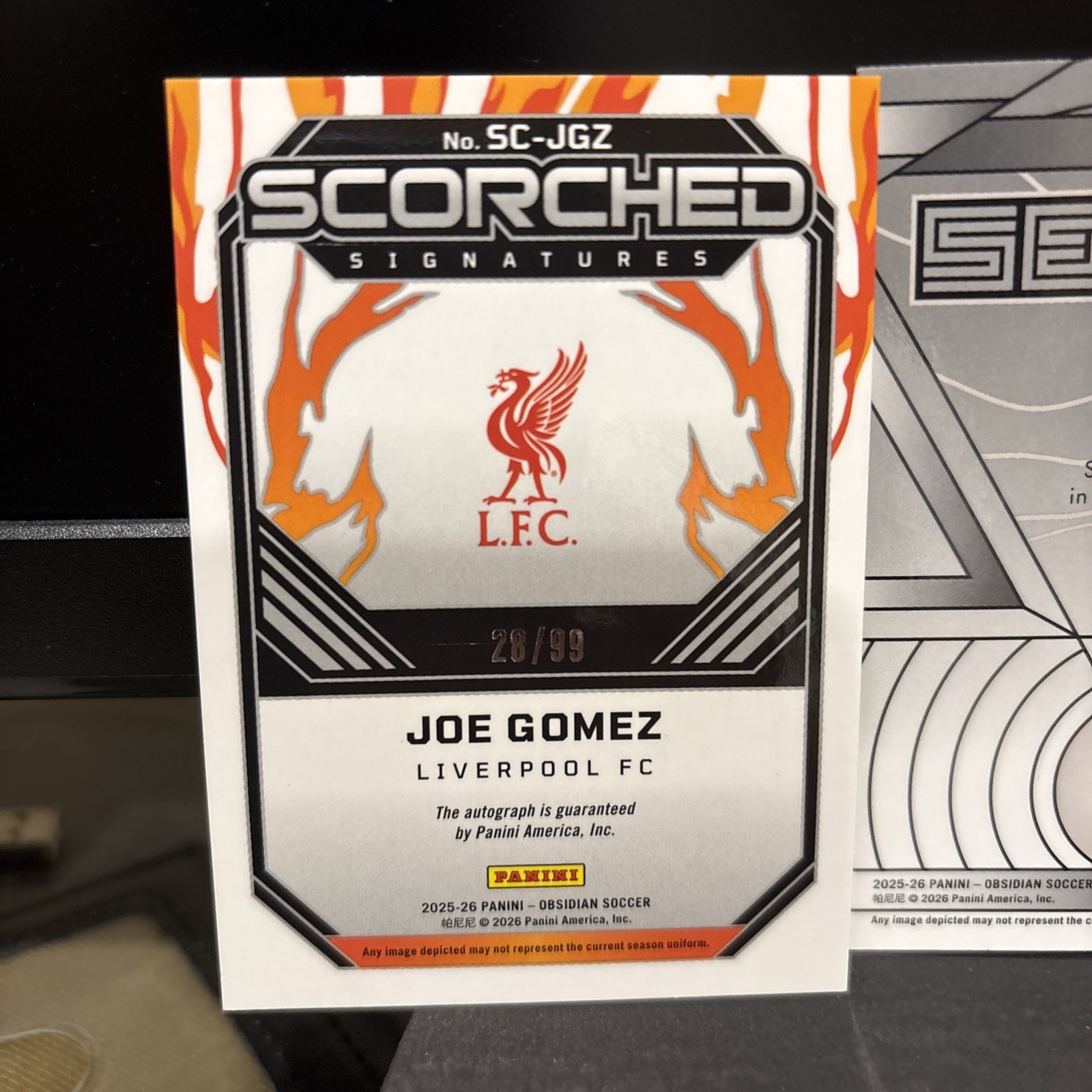 Joe Gomez /99 Auto and Patrick Berger /199 Auto Liverpool Panini Obsidian view 4
