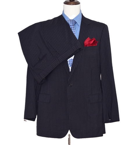 Ralph Lauren Black Label, Ralph Lauren Black Label Men Pinstriped Charcoal Suit Jacket Size 42L Pant 36x31