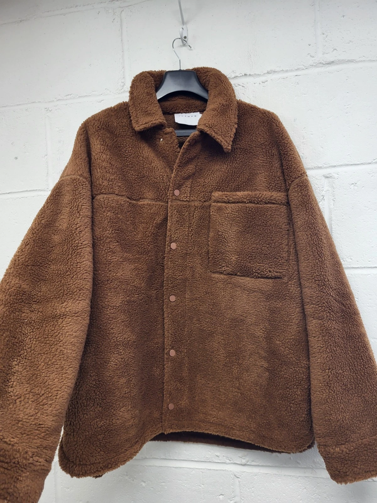 Topman Brown Teddy Jacket Coat Mens Size Medium BNWT. PS image 1