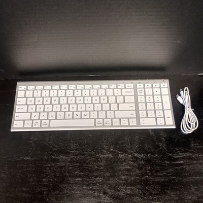 iClever BK10 Keyboard Bluetooth Universal Rechargeable Ultra Slim White Silver