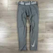 Nike Pro Boys XL Dri-Fit Full Length Gray Training Tights BV3516 Football Sports