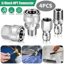 4x Pressure Washer Quick Connect Fitting 3/8 Inch Male and Female Thread Adapter