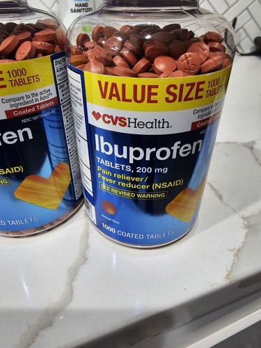 3pk Ibuprofen 200mg 1000 Coated Tablets Pain Reliever Fever Reducer NSAID Value - Picture 2 of 4