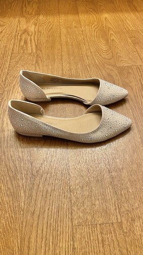 Big Buddha Nude & Iridescent Rhinestones Pointy Toe Flats 8.5. - Picture 3 of 8