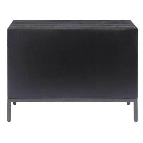 Uttermost Aiken 2-Door Contemporary Iron and Wood Cabinet in Ebony Black - Picture 4 of 12