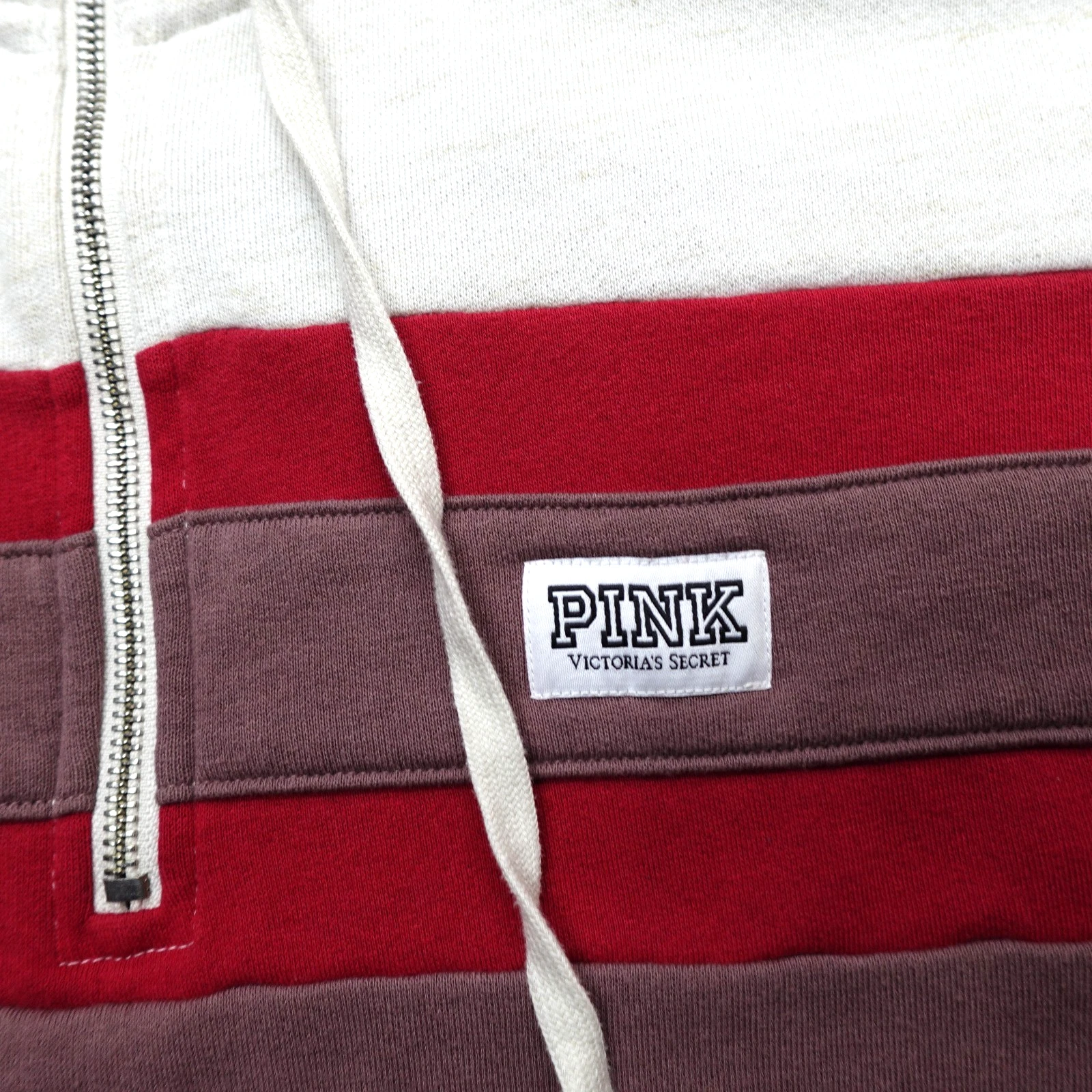 UNDERCOVER Felpa con cappuccio Victoria's Secret rosa colorblock 1 4 zip marrone bianco donna taglia L