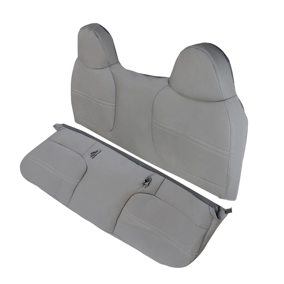 Full Bench Bottom&Back Gray Seat Cover For 2003-2007 Ford F250 F350 F450 F550 XL Foto 3 de 4