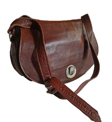 HANDCRAFTED LEATHER BAG LEDER TASCHE HANDARBEIT VINTAGE 90S SAMTFUTTER 