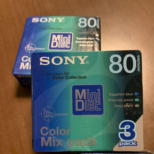 Sony Mini Disc 80min Confezione da 3 Colori Mix; Blu Zaffiro Verde Smeraldo Nero Usato