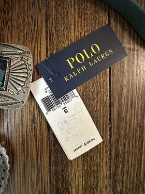 Vintage Polo Ralph Lauren Turquoise Western Leather Concho Belt NEW POLO RALPH LAUREN Turquoise WESTERN-Style Engraved  main image 4